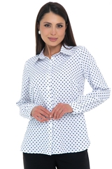 Рубашка Деловой стиль (горошек,вайт) Diolche