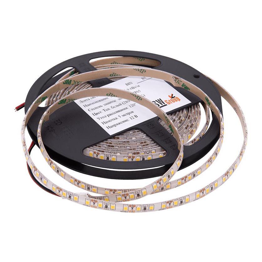 Светодиодная влагозащищенная лента SWG 9,6W/m 120LED/m 2835SMD теплый белый 5M 001697