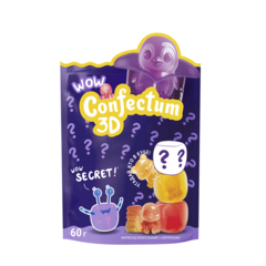 Жевательные мармеладные конфеты Confectum Funny 3D в форме куба со вкусом винограда, клубники, манго, 60 гр х 64 шт