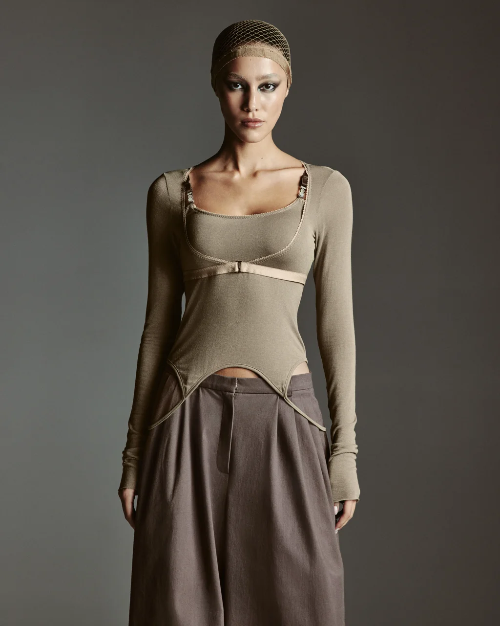 Топ вторая кожа М, Серо-Бежевый