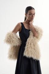 Шарф меховое боа беж