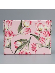 Коробка самосборная одиночная Прямоугольник, «Цветы», 30,5*22*9,5 см, 1 шт.