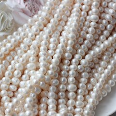 Жемчуг натуральный речной, круглый, 7-8 мм, 1 нить, Ж011