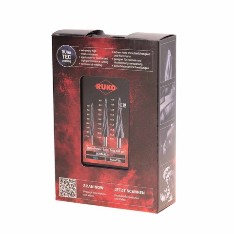 Набор ступенчатых сверл 6-12/6-20/6-27мм UltimateCUT HSS RUnaTEC Ruko 101087PRO