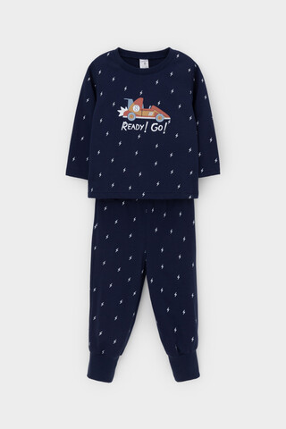 пижама  для мальчика  К 1637/морской синий,маленькие молнии