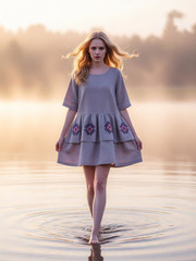 Адель. Платье льняное мини с вышивкой PL-334