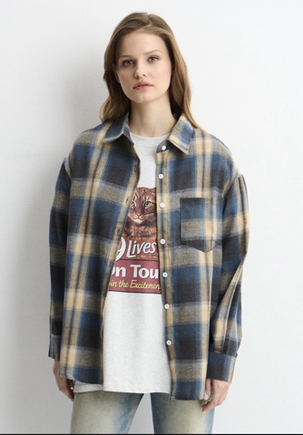 Рубашка в клетку синий