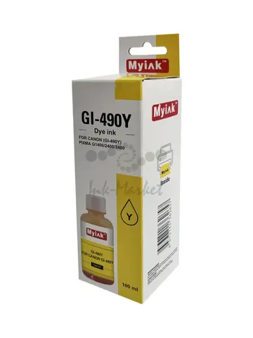 Чернила MyInk GI-490Y для Canon PIXMA G1400, G2400, G3400 (100 мл, yellow, Dye)