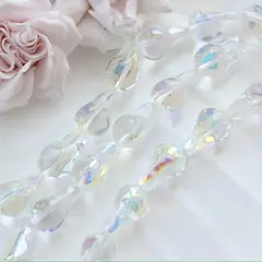 Бусины стеклянные, прозрачный с переливами, фриформ 22*13 мм, 1 бусина, МК039