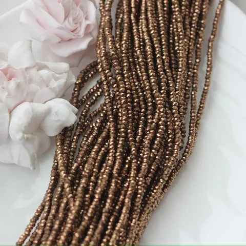 Гематин гематит, граненый рондель, 3*2 мм, шоколада, 1 нить, ГМ102