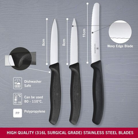 Набор ножей Victorinox для очистки овощей Swiss Classic, 3 предмета, чёрный (6.7113.3)