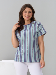 Футболка Фк-127/индиго-полоскабуквы