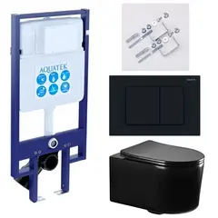 Aquatek SET Aquatek МИЯ-MB-012 4в1 SET Aquatek МИЯ-MB-012 4в1 (рама Aquatek Standard INS-0000020+ крепеж KKI-0000002+клавиша KDI-0000012+унитаз AQ2004-MB с тонким сиденьем soft-close фото