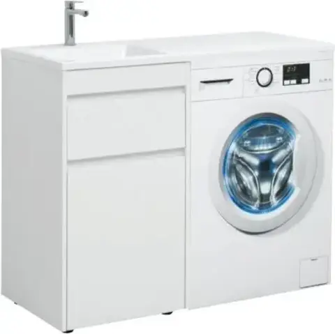 Aquanet 239300 Тумба с раковиной Токио 120 L напольная 1 ящик, б/к цвет белый глянец (239300)