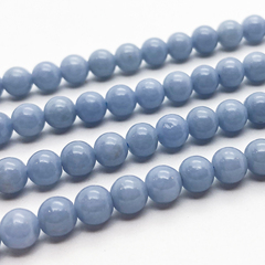 Ангелит бусины, диаметр около 6,4-6,6 мм, цена за 14-15 шт (1/4 нити)