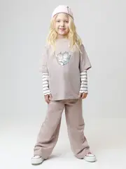 брюки  для девочки  КР 400842/кофейный меланж к575