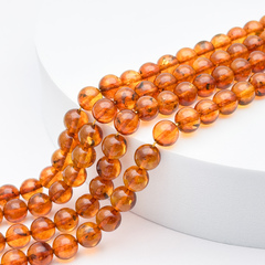 Янтарь бусины, гладкий шар, размер 8 мм, цена за 11 шт (1/4 нити)