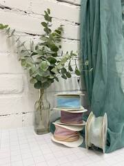 Лента органза с золотой нитью (4см*9,14 м), Светло-розовый