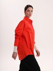 Рубашка хлопковая красный