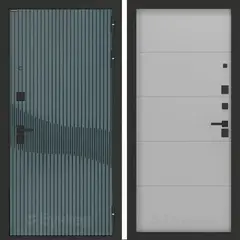 Входная металлическая дверь Бункер BN-13 Веллюто верде / зеркало ФЛ - 649 Лайт грей софт, без текстуры софт