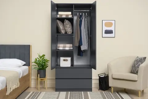 Шкаф 2-х створчатый ШК-03 Симпл графит