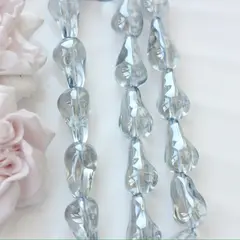 Бусины стеклянные, дымчато-серый с покрытием, фриформ 22*13 мм, 1 бусина, МК042