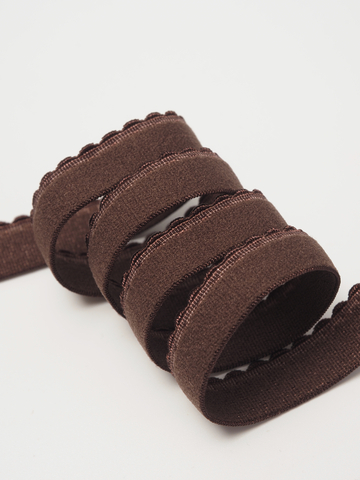 Резинка отделочная шоколад ажурная ширина 12 мм с учетом фестона