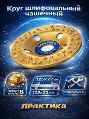 Чашка твёрдосплавная ПРАКТИКА 125 х 22 мм плоская, зерно # 8 крупное (795-354)