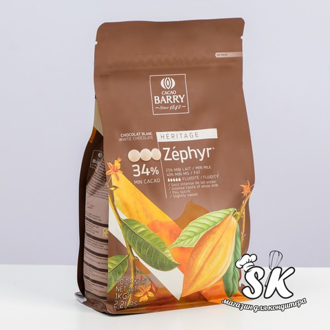 Шоколад Cacao Barry белый Zephyr 34% 100 г