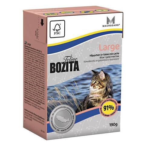 BOZITA Feline Funktion large консервы для кошек крупных пород (кусочки в желе с лососем) 190г