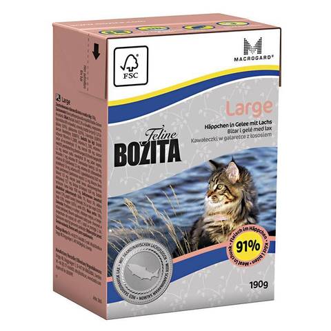 BOZITA Feline Funktion large консервы для кошек крупных пород (кусочки в желе с лососем) 190г