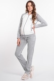 Спортивный костюм для беременных и кормящих 10051 серый меланж/белый