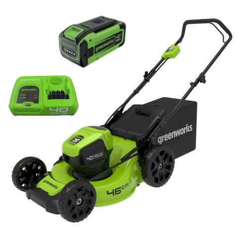 Аккумуляторная газонокосилка Greenworks GD40LM46HPK5, 40v, 46 см, (2514407UH5A), с аккумулятором 8 А·ч и быстрым зарядным устройством