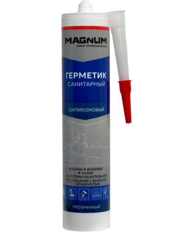 Герметик САНИТАРНЫЙ силиконовый MAGNUM бесцветный, 280мл (уп - 24шт)