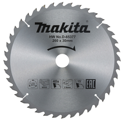 Пильный диск для дерева 260x30x2,6/1,8x40T Makita D-65377