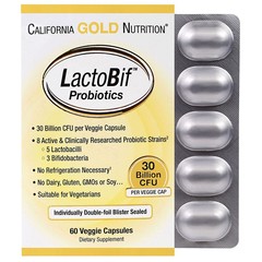 California Gold Nutrition, LactoBif Probiotic, пробиотики, 30 млрд КОЕ, 60 растительных капсул