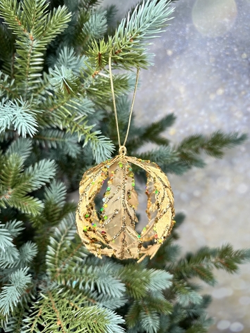 Шар-цветок 8см ChristmasDeLuxe premium collection золотой