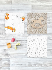 Сет из 3х пелёнок Mjölk Лисички/Palm Tree/Звёзды
