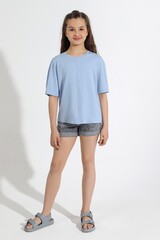 Фуфайка (футболка) для девочки Гретта-4 Виотекс СВЕТЛО-ГОЛУБОЙ