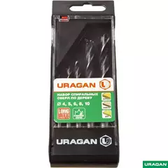 URAGAN 5 шт: 4-5-6-8-10 мм, набор спиральных сверл по дереву (29419-H5)