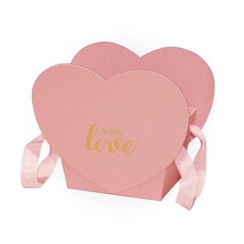 Коробка Для Цветов «Трапеция-сердце» Розовый, 19,6см*12,5см*16,3см, 1 шт.