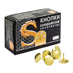 Канцелярские кнопки Sponsor 10 мм, золотистые, 100 шт