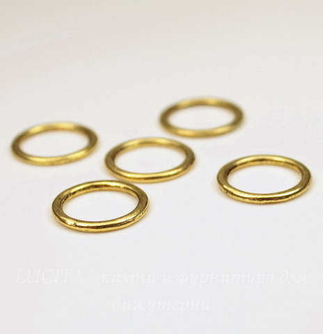 Колечко одинарное неразъемное 15х1,7 мм (цвет - античное золото), 5 штук