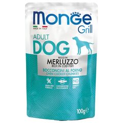 Влажный корм Monge Dog Grill для собак с треской, паучи 100 г