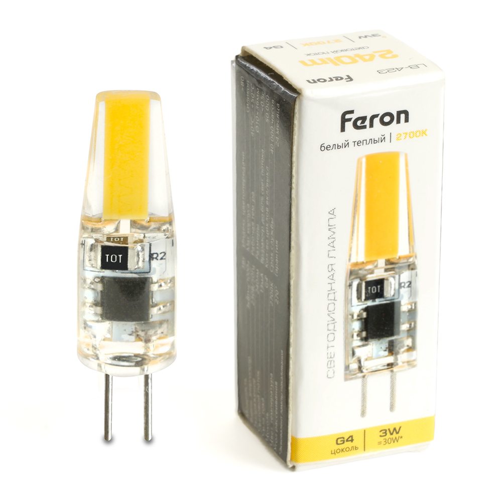 Лампа светодиодная Feron LB-423 G4 3W 230V 2700K 51167