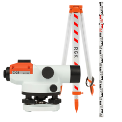 Комплект - оптический нивелир RGK C-28, рейка AMO S3 и штатив RGK S6-N C28S6S3