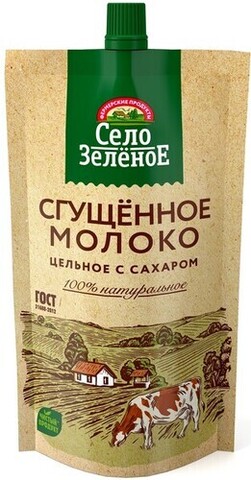 Сгущенное молоко Село зеленое Цельное с сахаром дой/пак 270г, шт