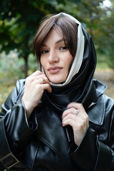 Косынка двухсторонняя горошки на черном