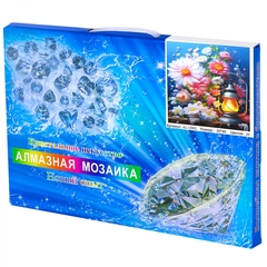 
          Алмазная мозаика Alingar, на подрамнике, с полным заполнением, (глянц) дизайн рамка, 30х40 см, 20 цветов, "Фонарь и цветы"