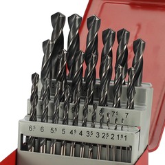 Набор сверл по металлу 1-13мм 25шт DIN338 HSS 118° (мет. кейс) H-Tools 205213HT